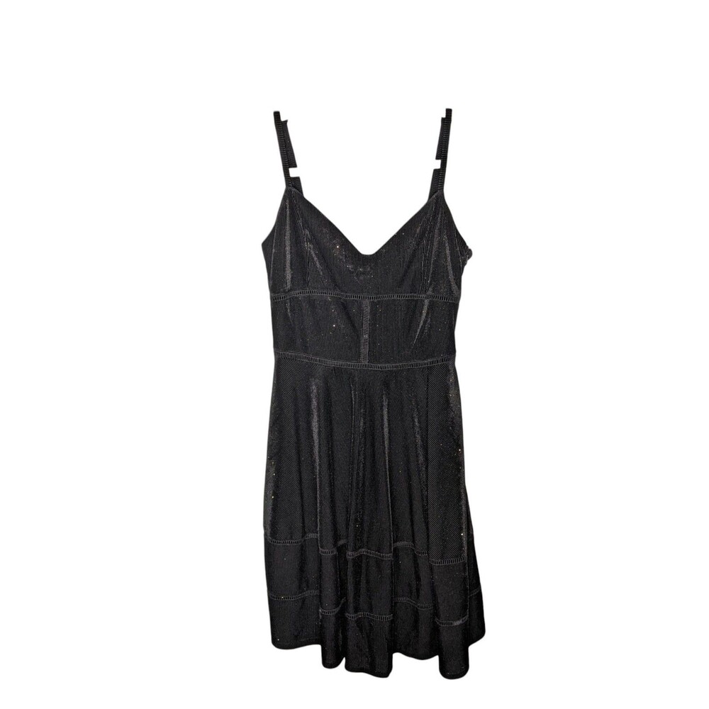 Romeo & Juliet Couture Black Velvet Velour Dress Sz S Gold Holiday Halloween